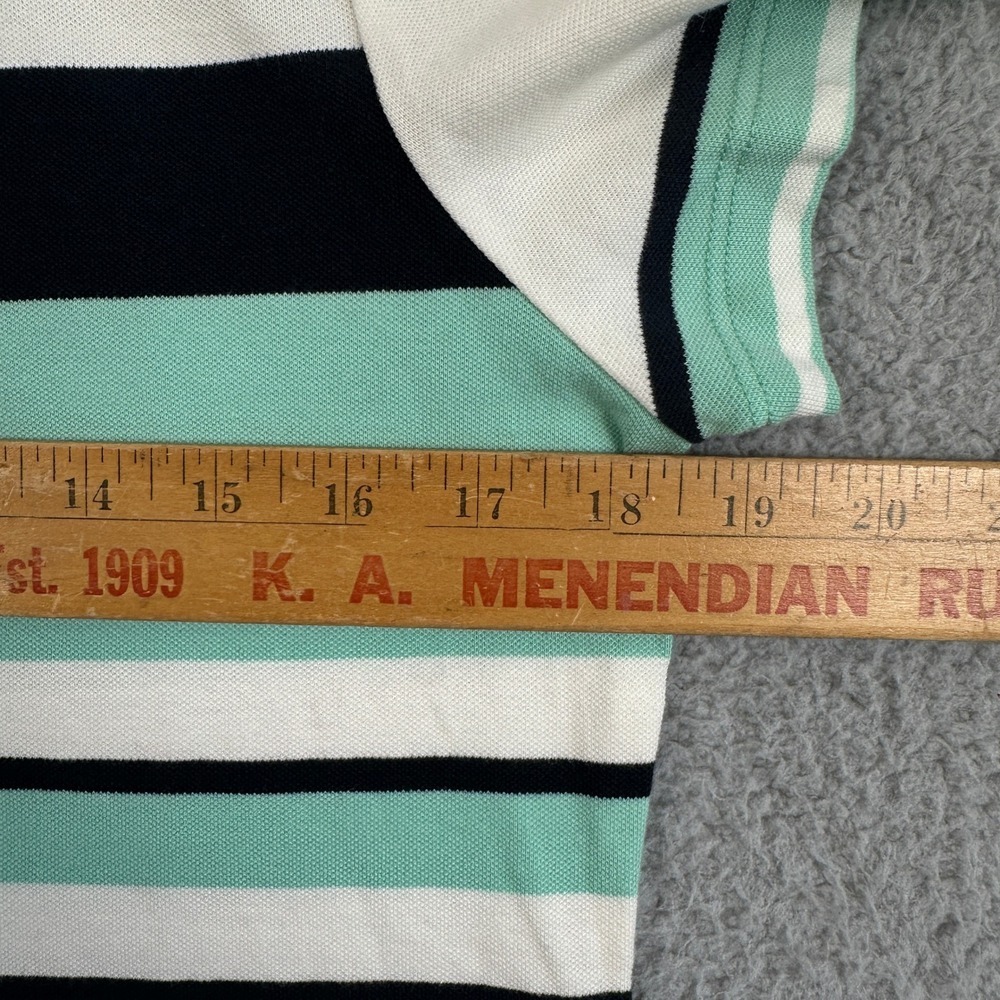Tommy Hilfiger Shirt Polo Women Medium White Blue Stripe Stretch Rugby Logo NEW - Picture 6 of 8